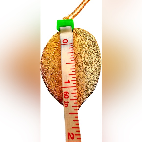 NWOT Unique Gold Plated Natural Real Leaf & Gold Plated Necklace Handmade - Picture 3 of 5